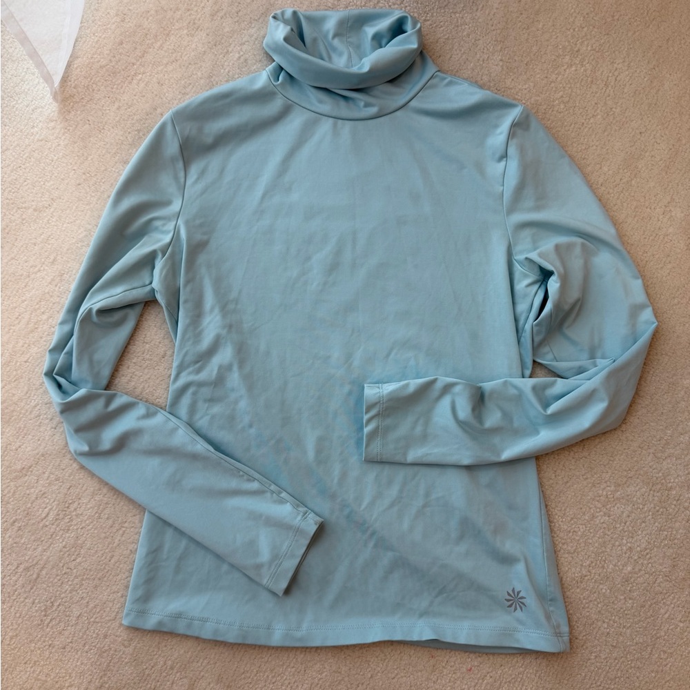 Athleta Sky Blue Long Sleeve Turtleneck Active Top
